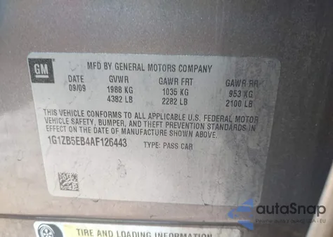 2010 Chevrolet Malibu Ls from USA, damaged, VIN 1G1ZB5EB4AF126443